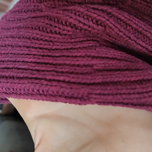 Crop Cable Knit Sweater Burgundy Pink Cotton Blend SO Heritage - Picture 5 of 8